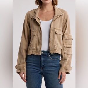 Blanknyc Acid Wash 100% Cotton Twill Cargo Utility Jacket
